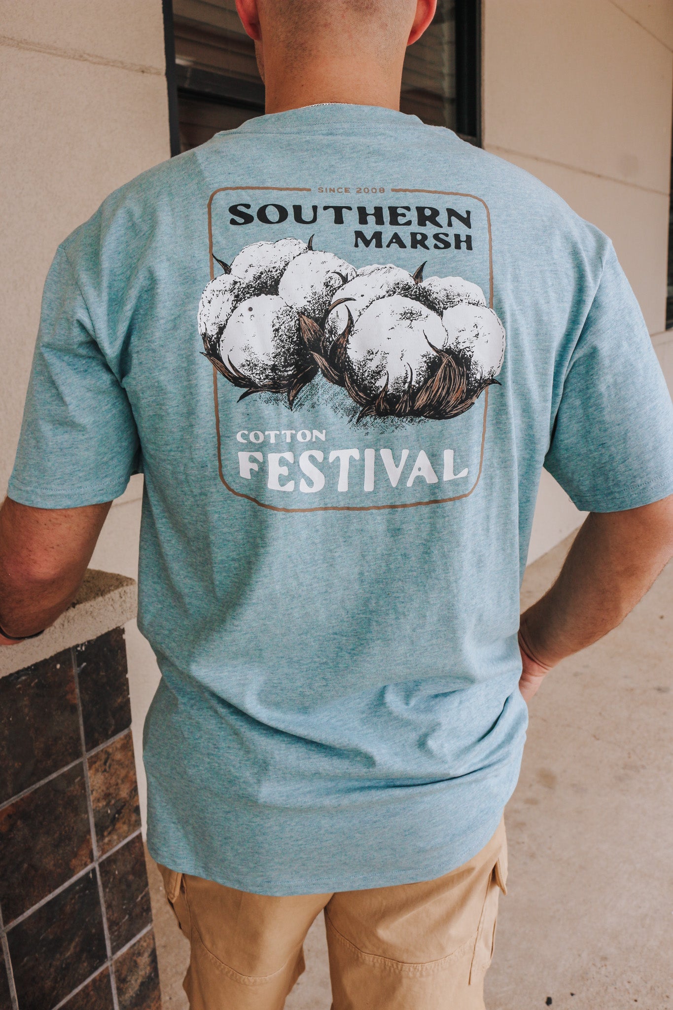 Men's Southern Marsh Cotton Festival Tee- Washed Moss Blue