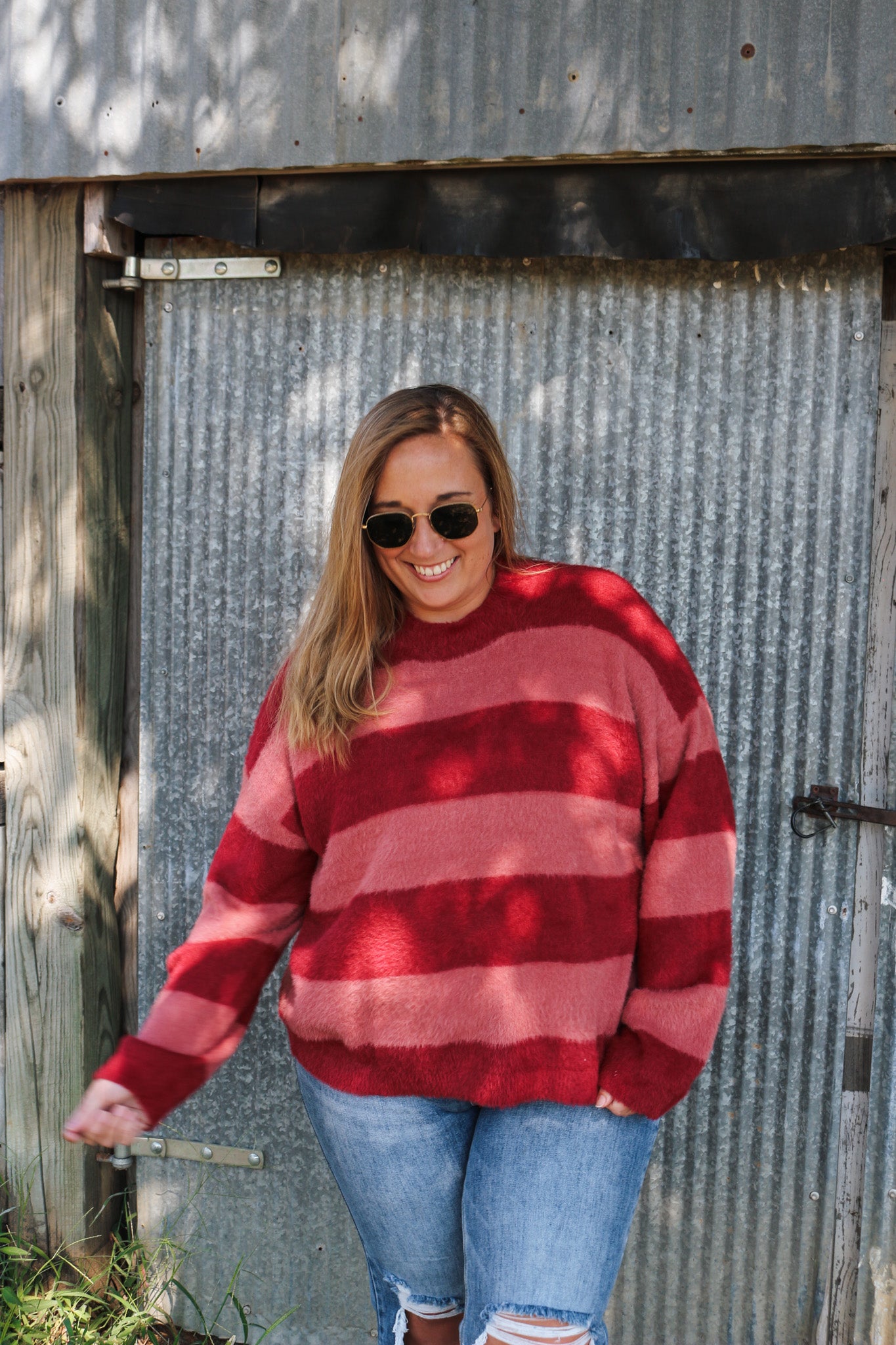 Caroline Candy Cane Red Sweater