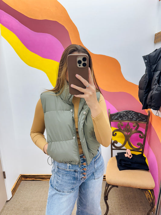 Still Deciding Cropped Puffer Vest - 4 Colors