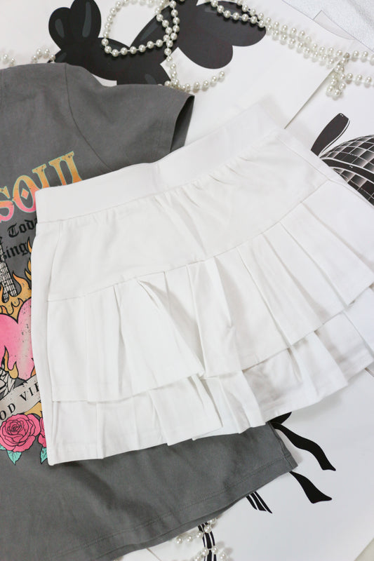 Youth Girls White Tennis Skirt