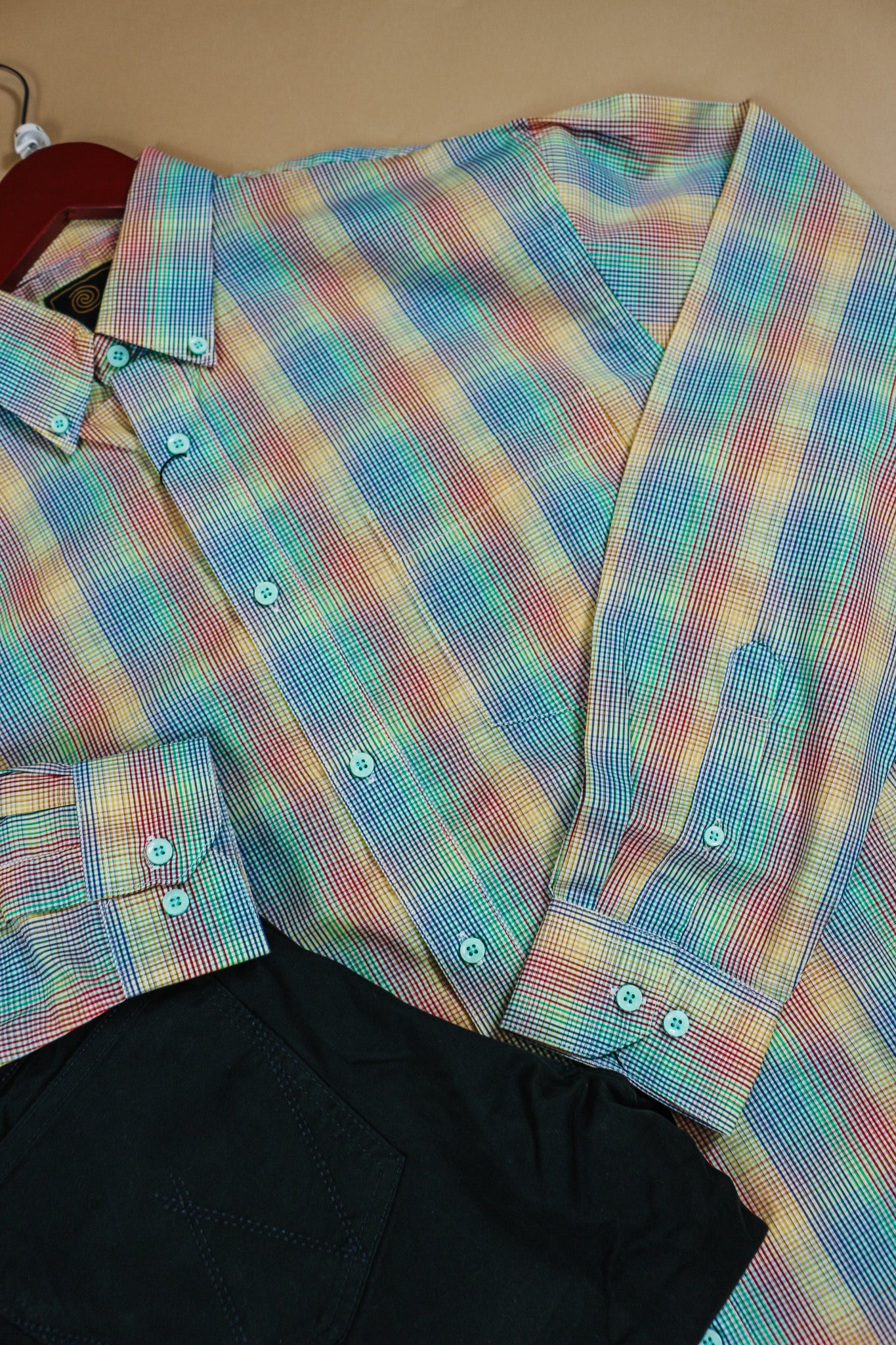 Men's Plaid Multi Color Button Up Shirt