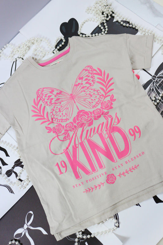 Youth Girls Always Kind Butterfly Graphic Tee