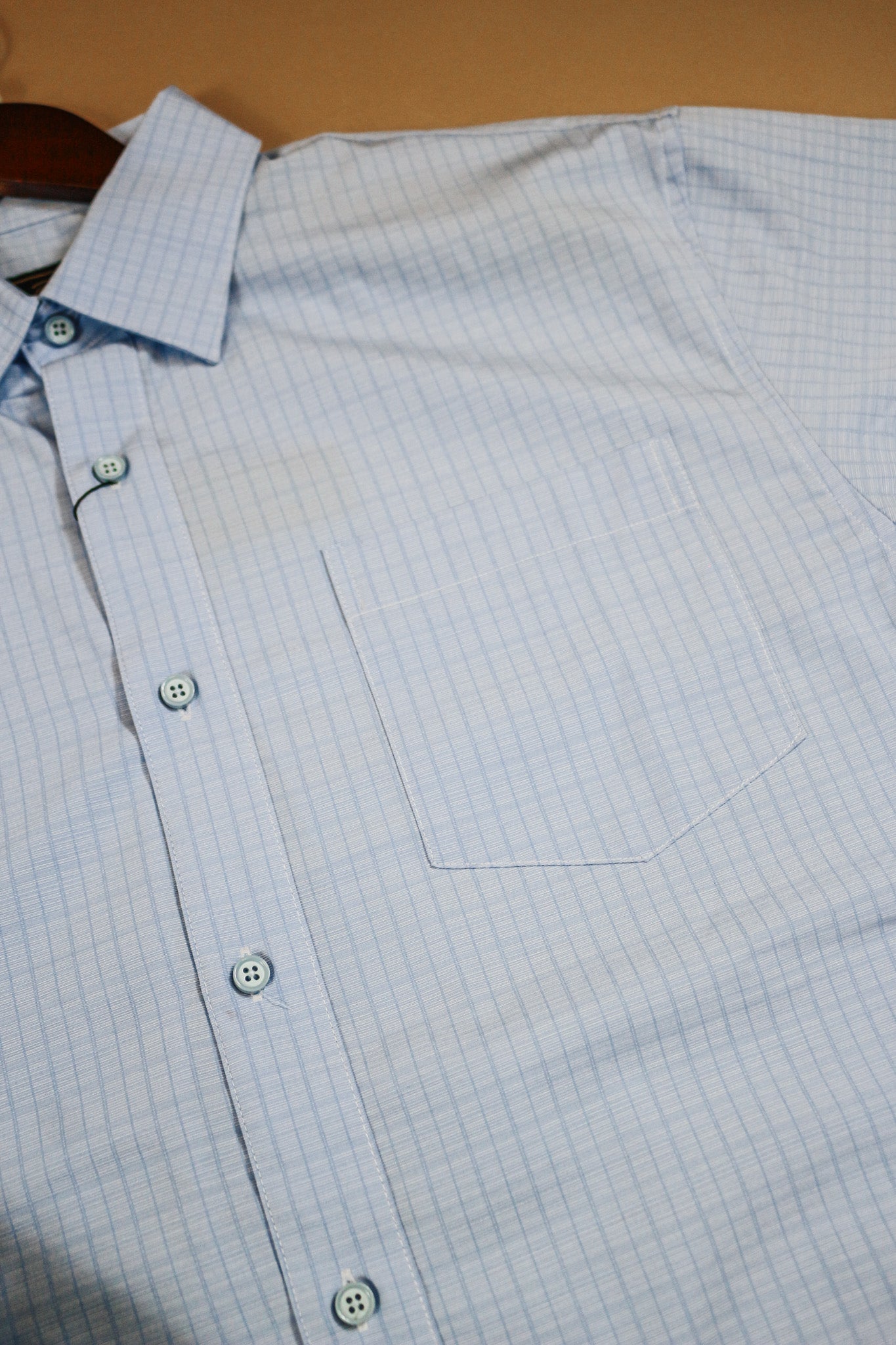 Blue Men's Short Sleeve Button Down Shirt