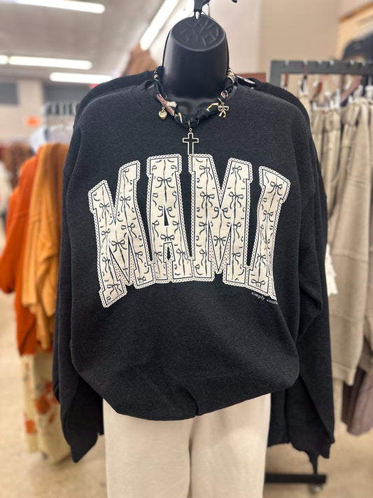 Mama Bow Black Sweatshirt