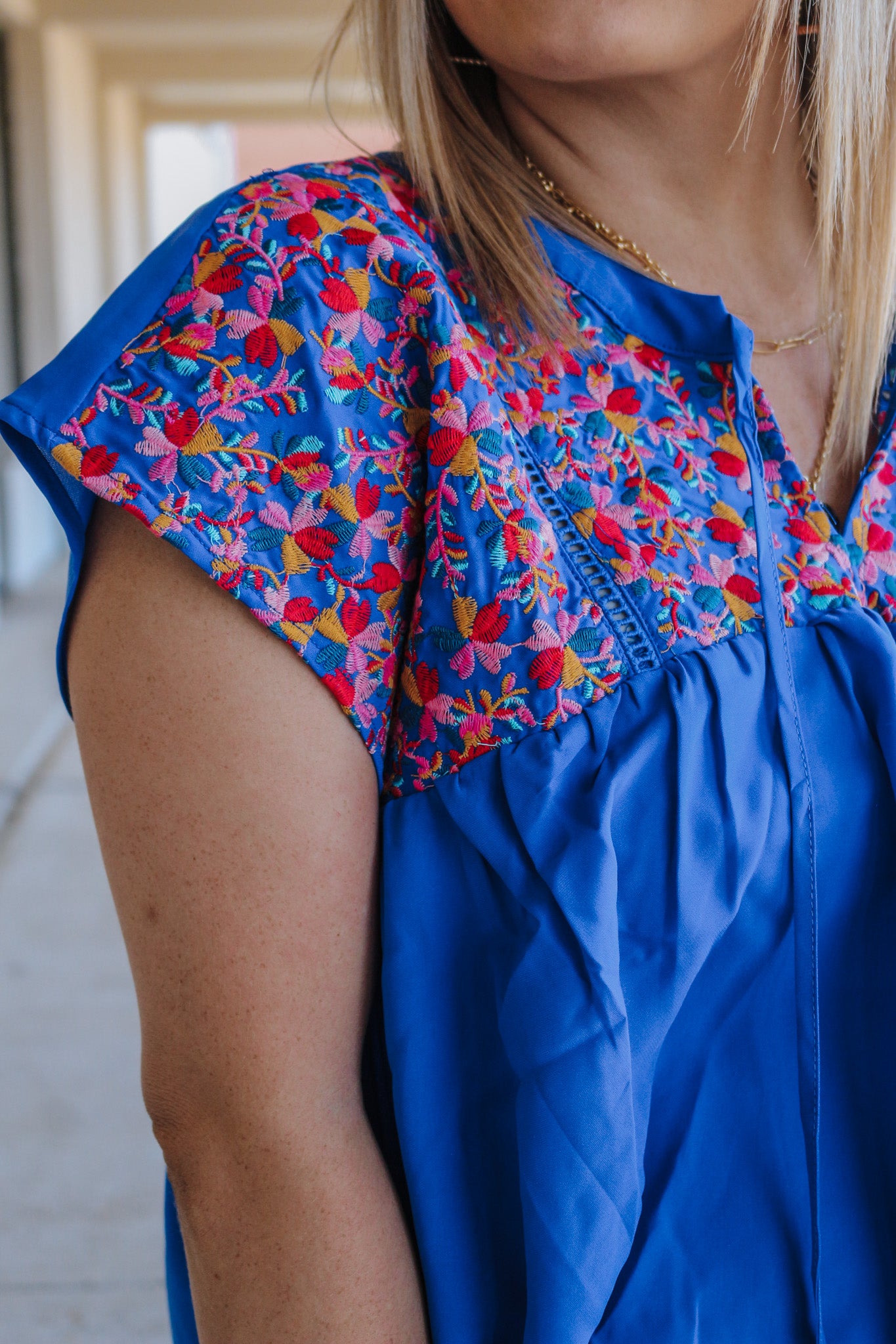 Catch You Later Royal Blue Floral Blouse
