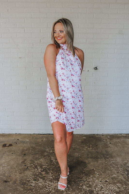 Floating On Florals Lilac White Dress