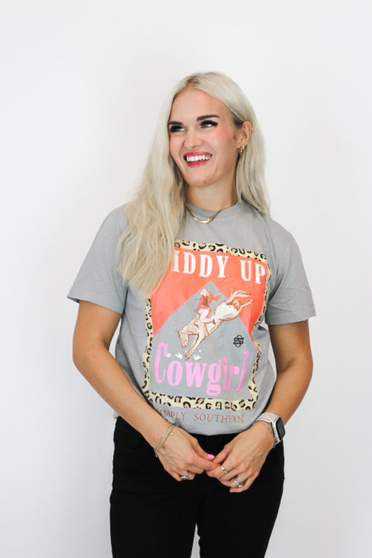Giddy Up Cowgirl Grey Graphic Tee