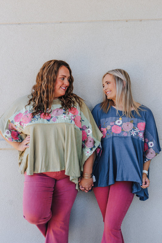 Full Bloom Sage Green Floral Top