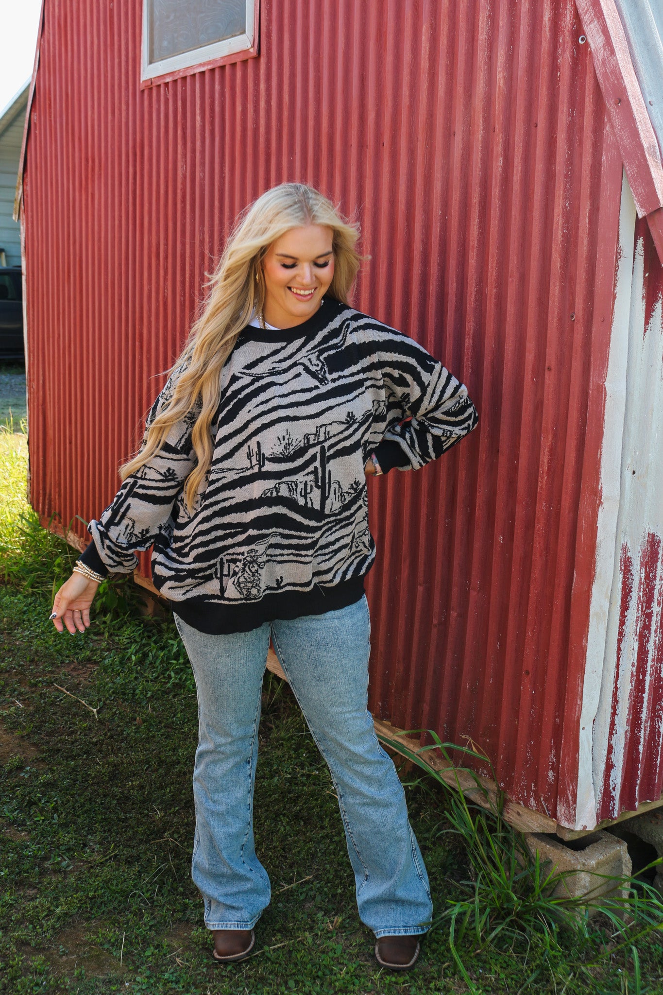 One Tame At A Time Wild Zebra Black Sweater