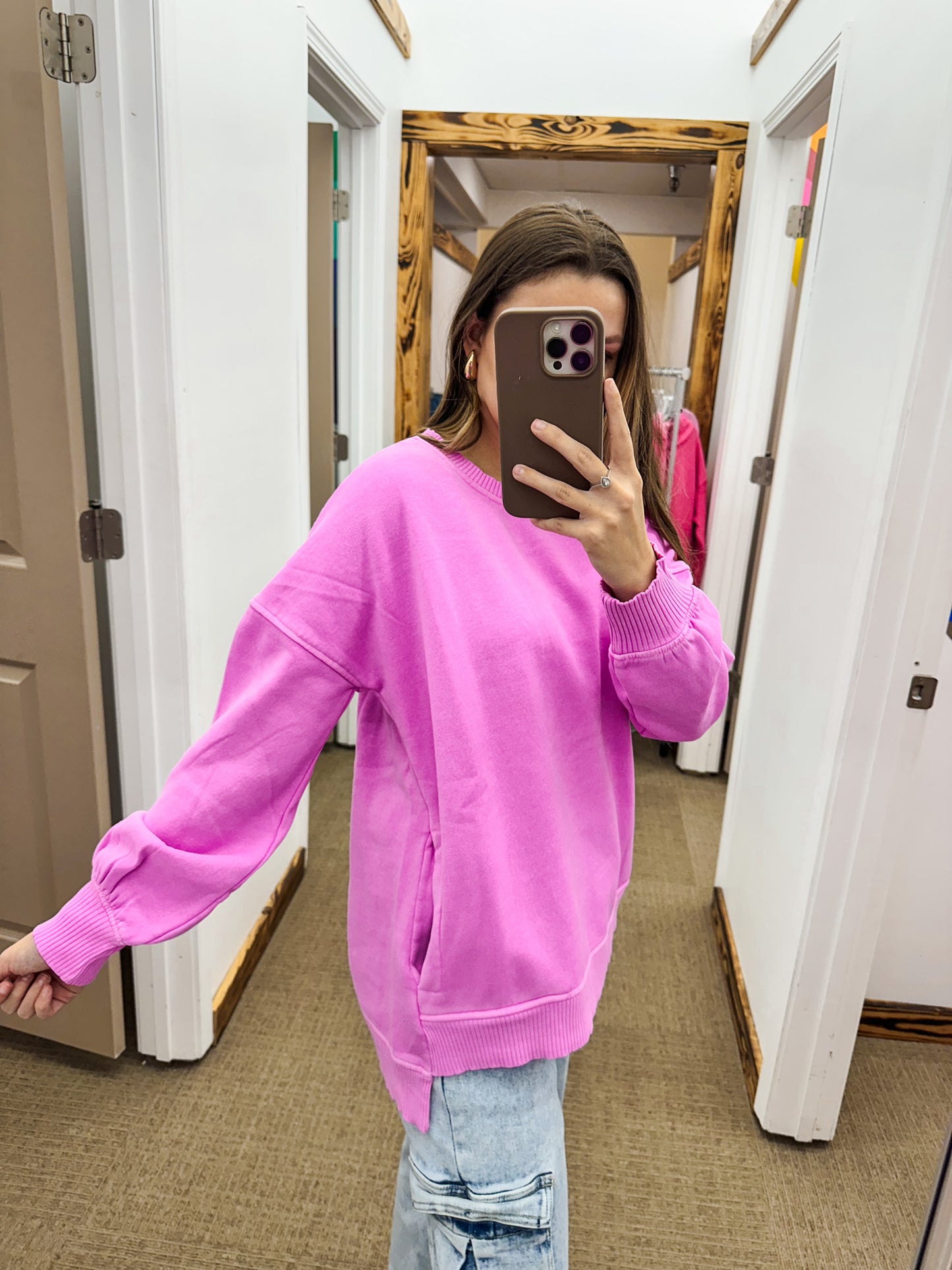 A Girl Can Dream Solid Pocket Sweatshirt -3 Colors