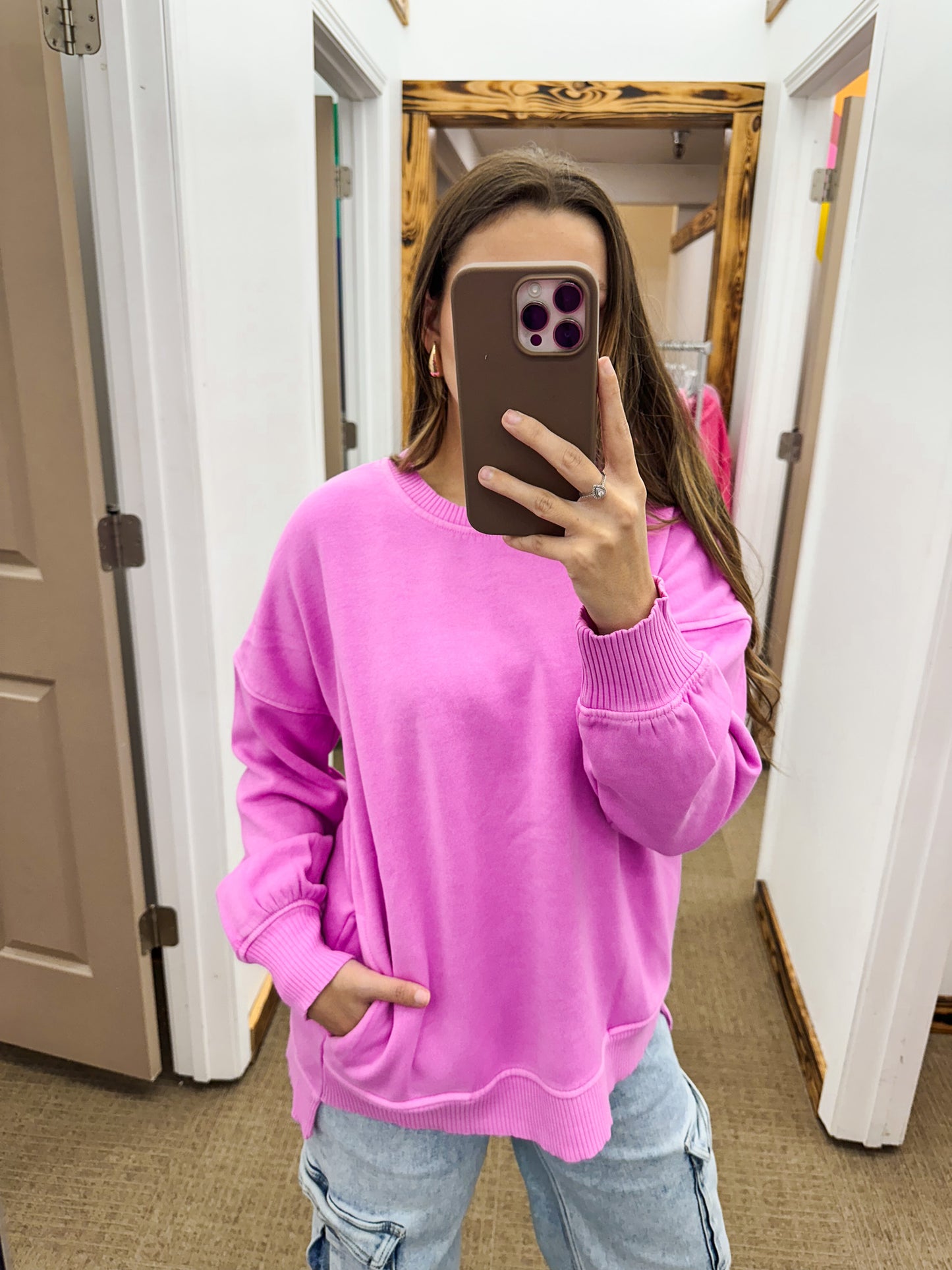 A Girl Can Dream Solid Pocket Sweatshirt -3 Colors