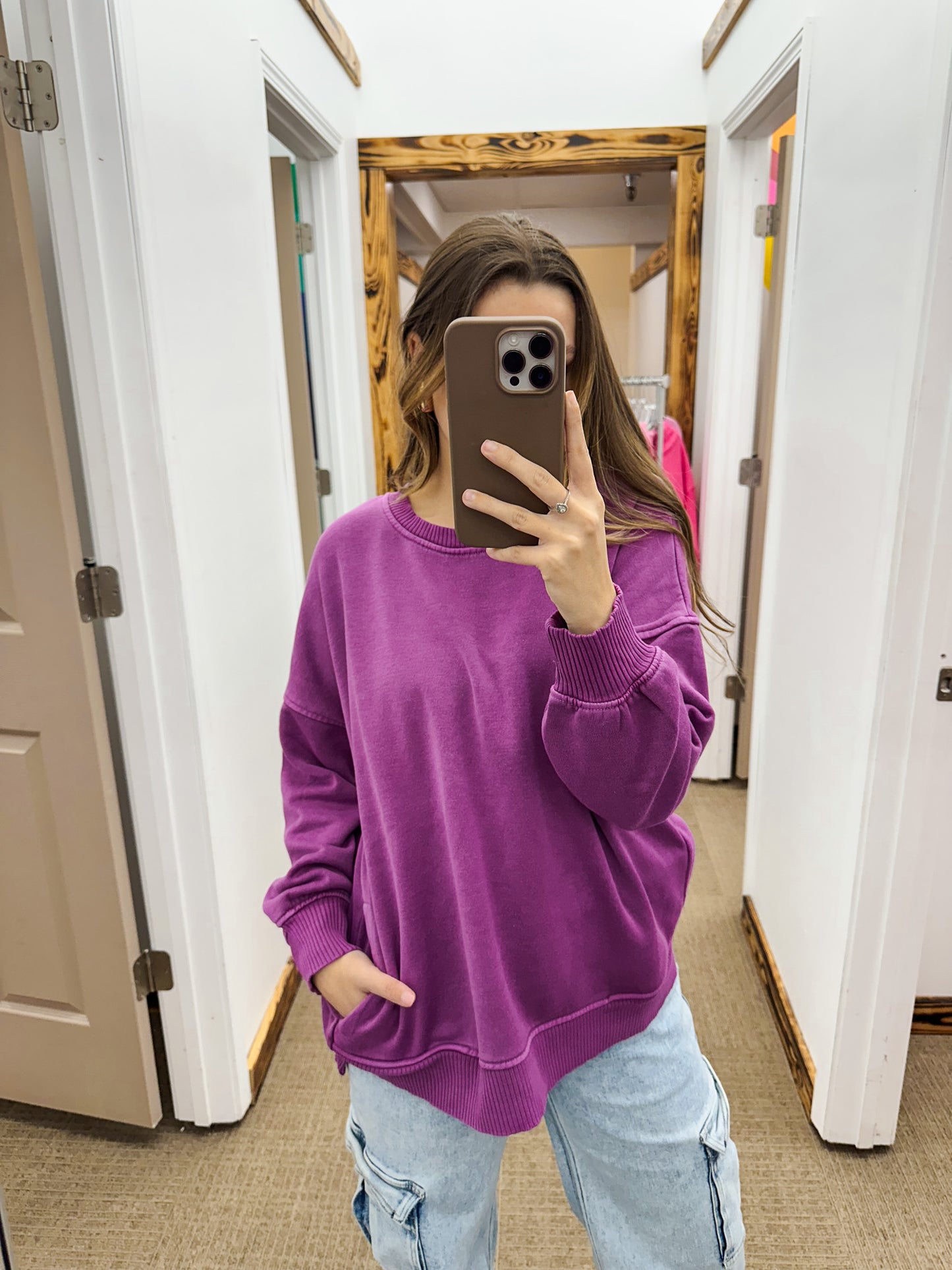 A Girl Can Dream Solid Pocket Sweatshirt -3 Colors