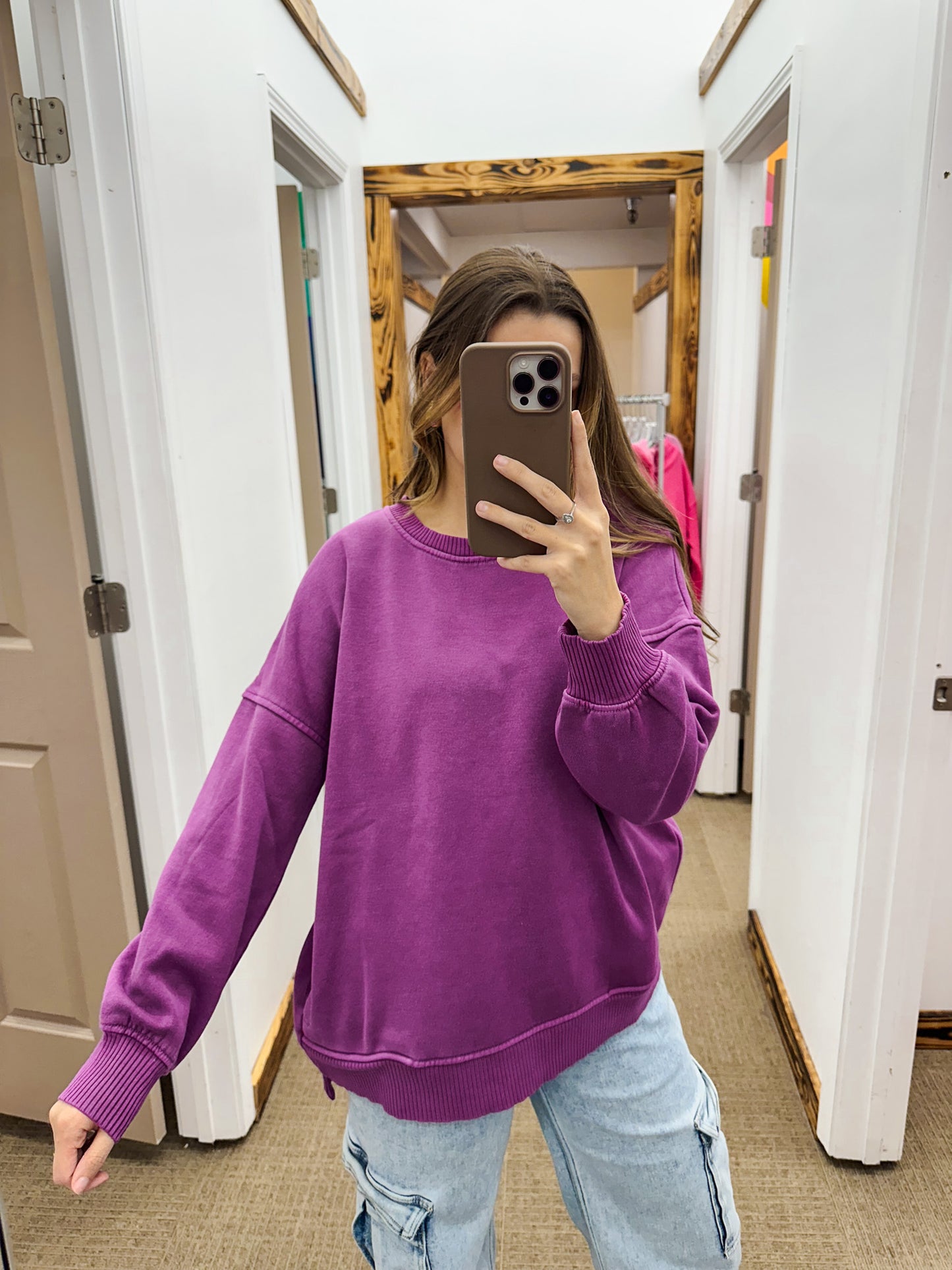 A Girl Can Dream Solid Pocket Sweatshirt -3 Colors