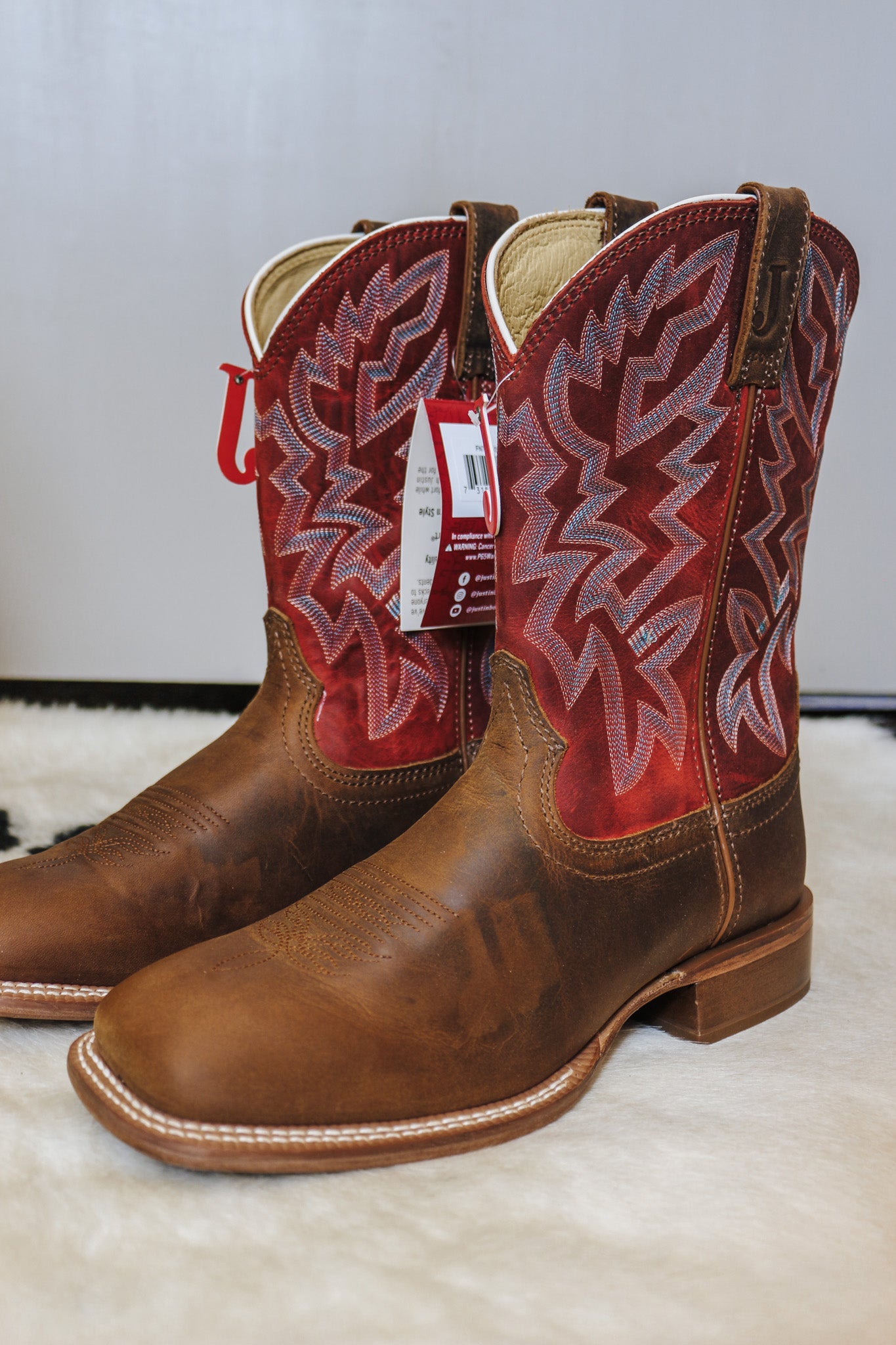 Justin Jackpot Orange Cowhide Mens Western Boot