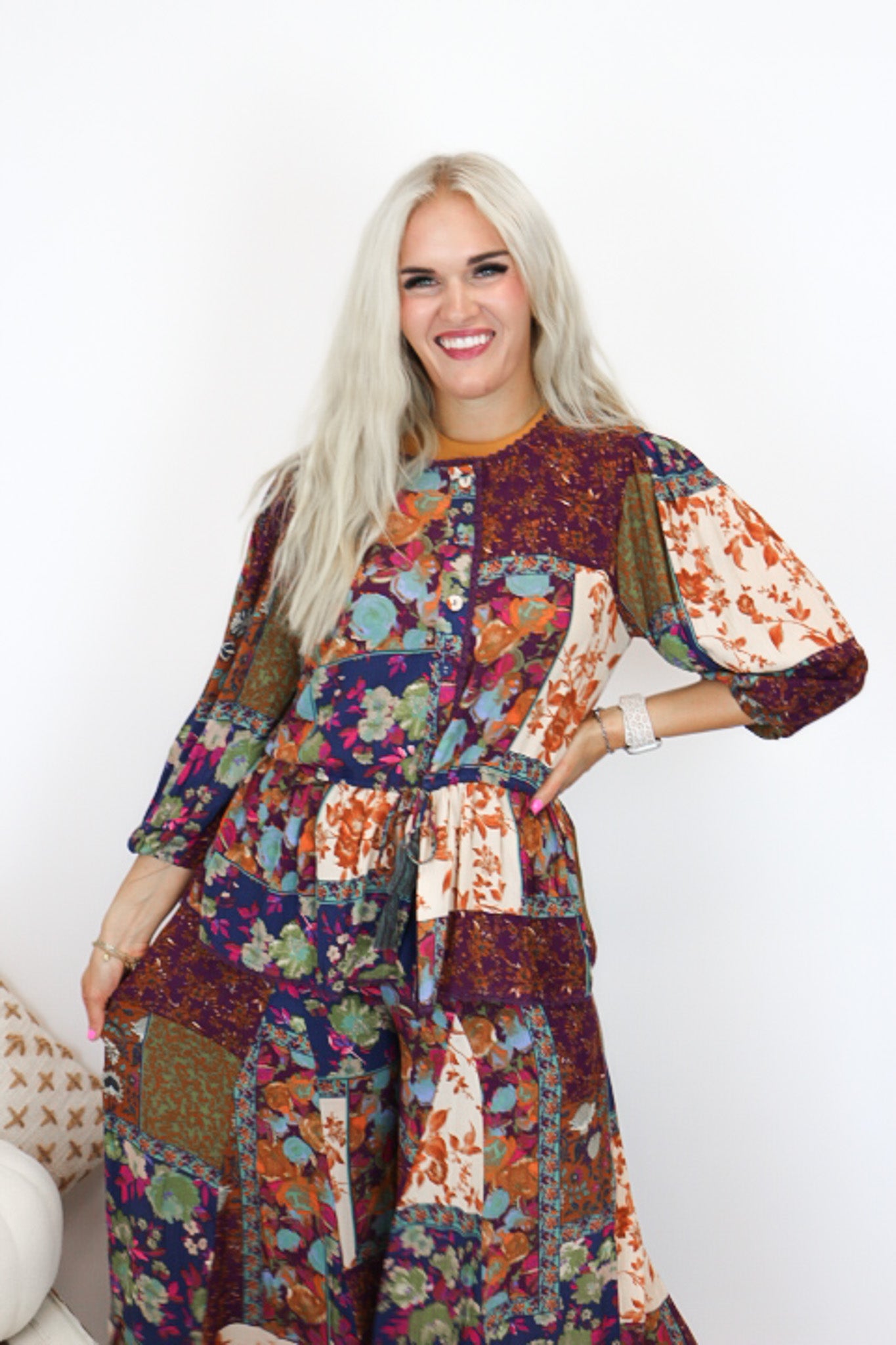 Floral Dreams Plum Button Down Top