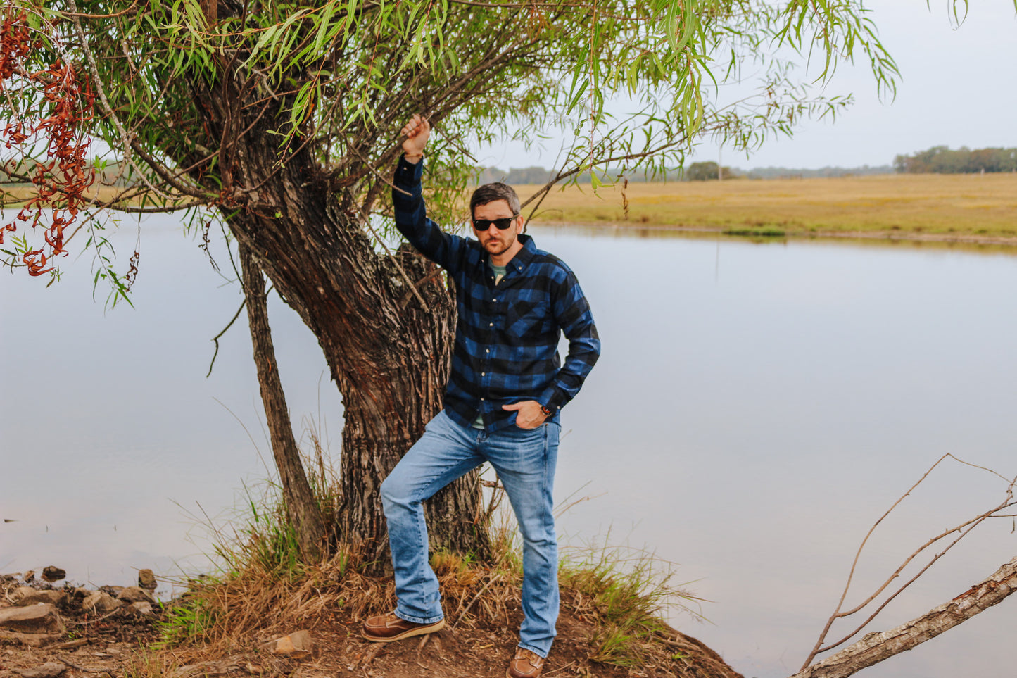 Men's Blue Buffalo Plaid Flannel Shirt