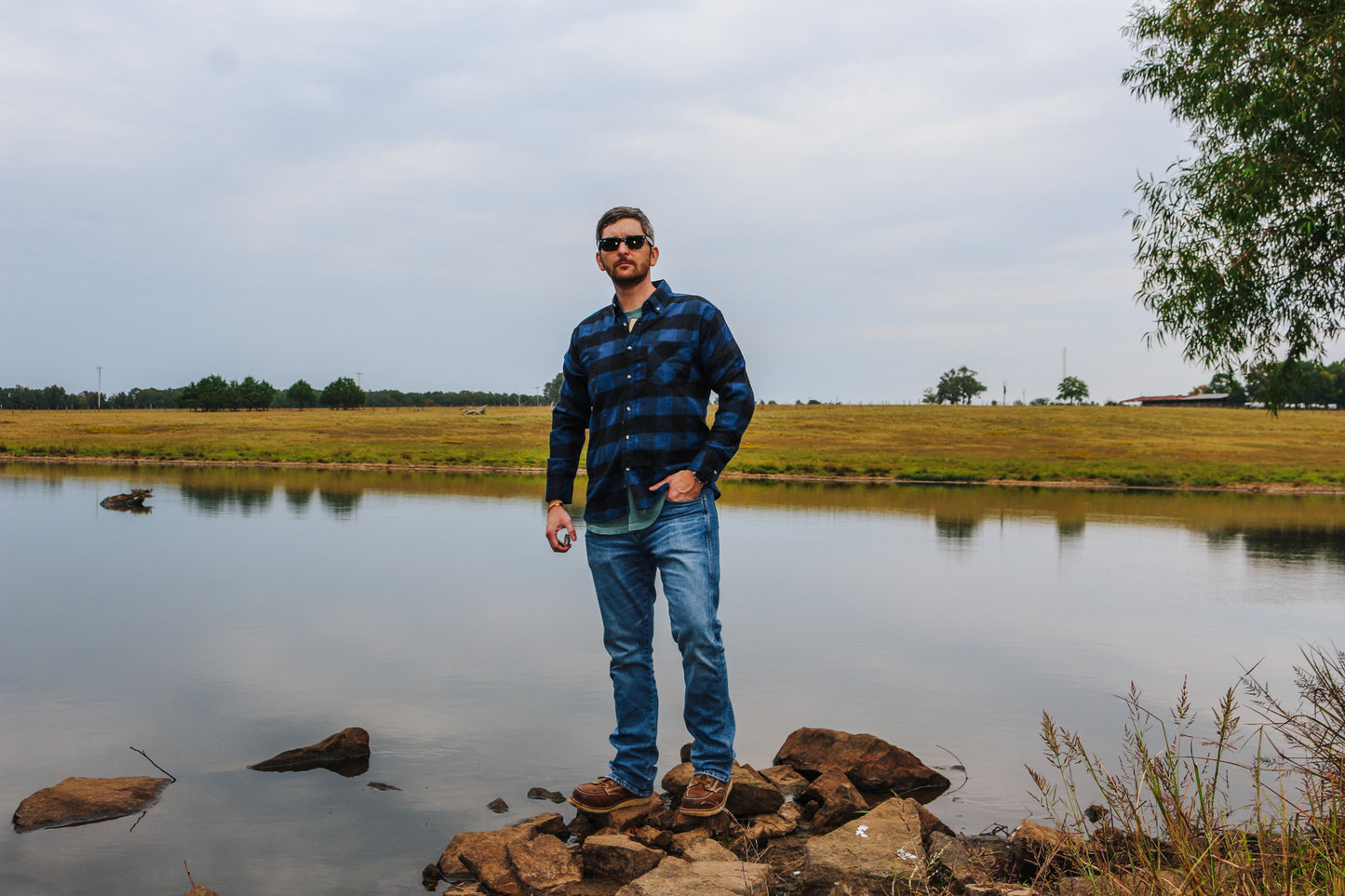 Men's Blue Buffalo Plaid Flannel Shirt