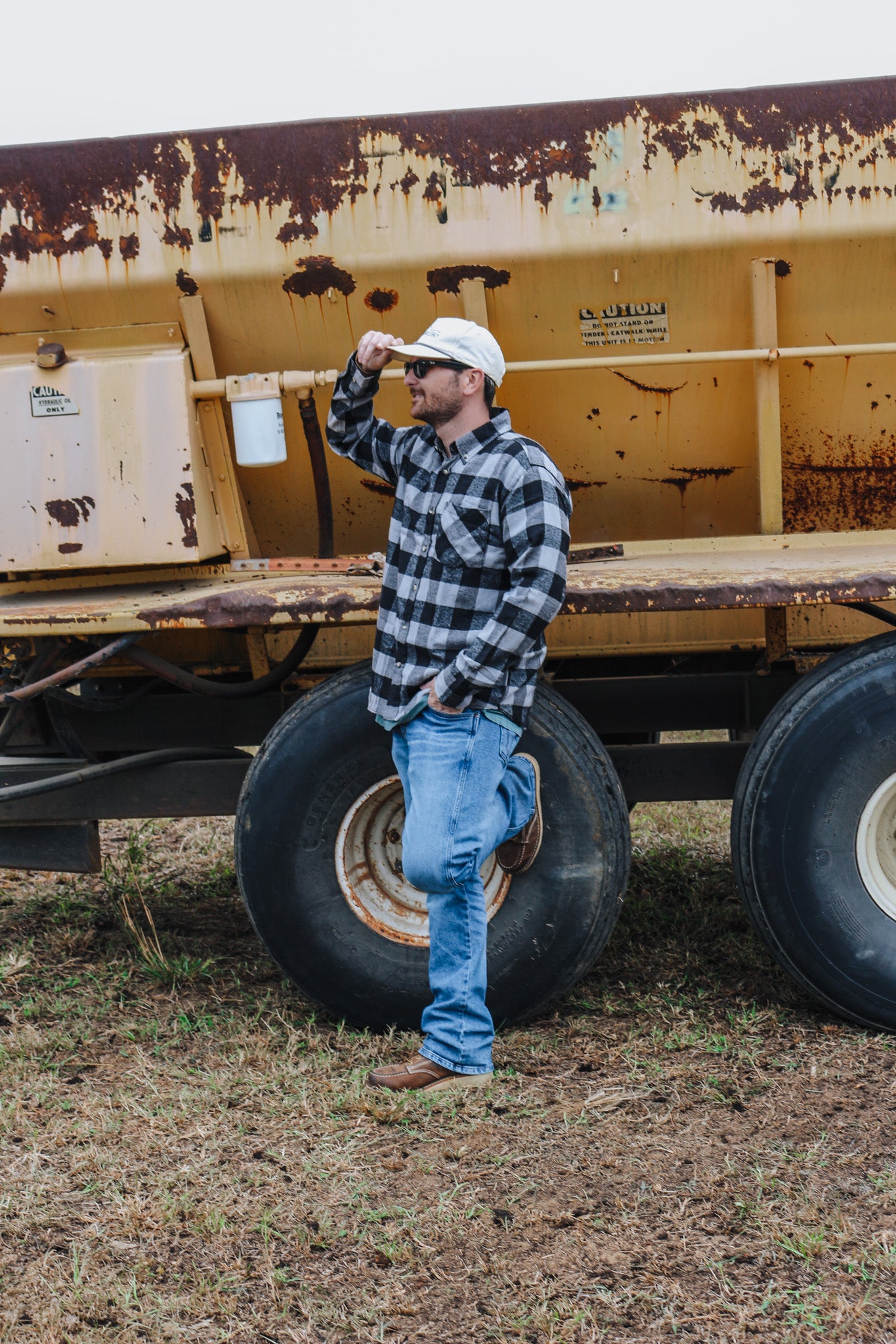 Men's Grey Buffalo Plaid Flannel Shirt