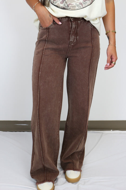 Effortless Edge Chocolate Brown Wide Leg Jeans