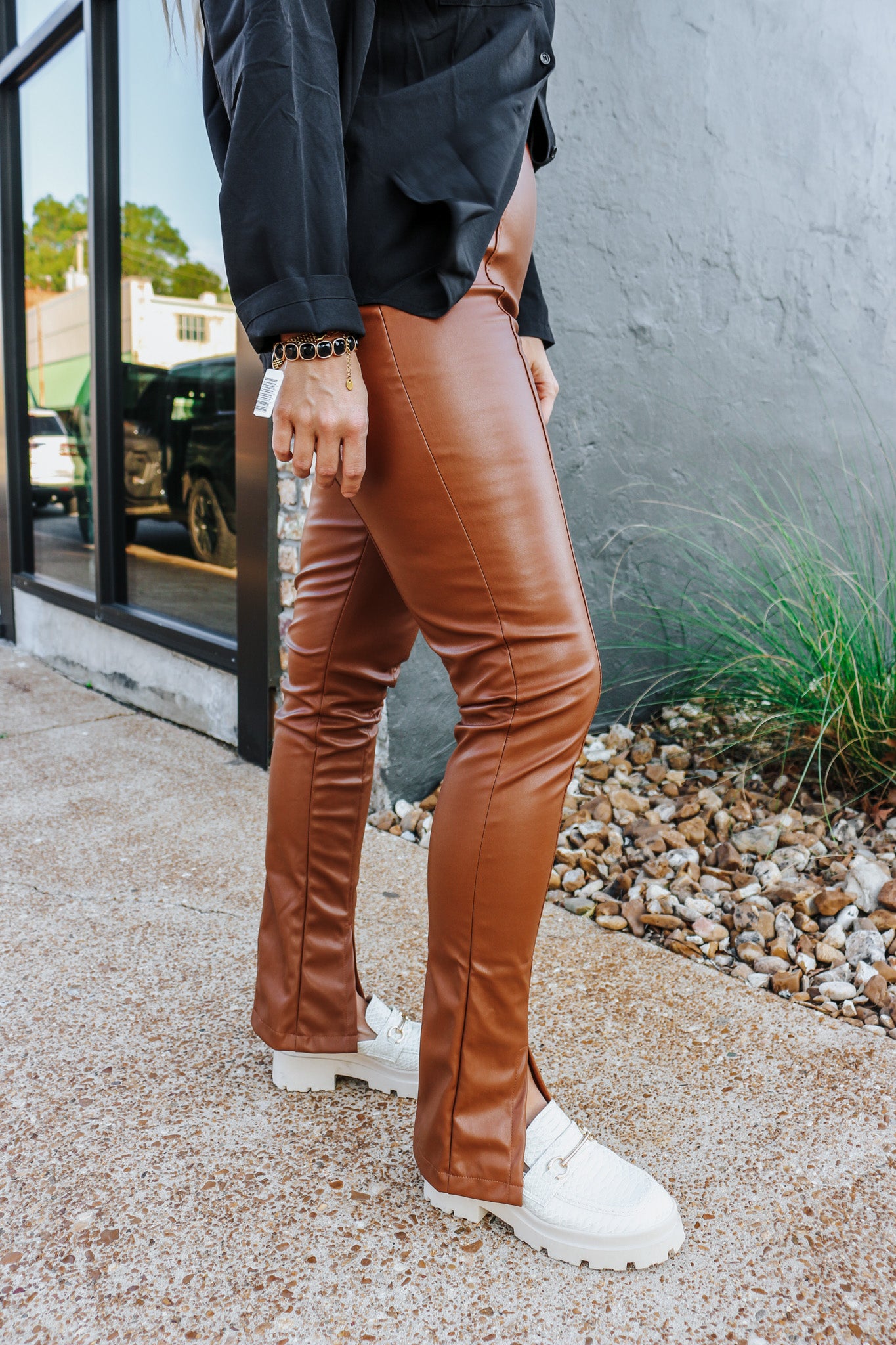 Ander Brown Leather Slit Leggings – Dales Clothing Inc