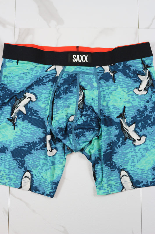 SAXX Multi-Sport Mesh Hammerhead Camo Aqua Multi-Sport Performance Boxer Brief 6"