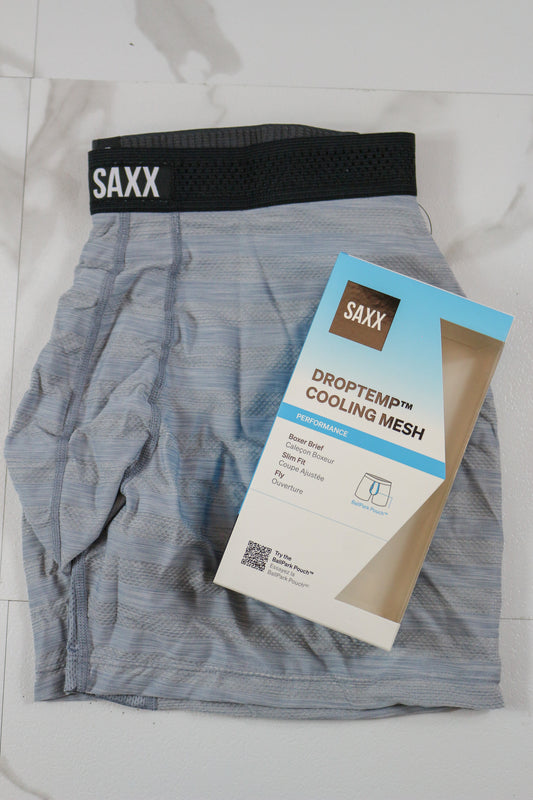 SAXX DropTemp Cooling Mesh Heather Grey Cooling Mesh Boxer Brief 5"