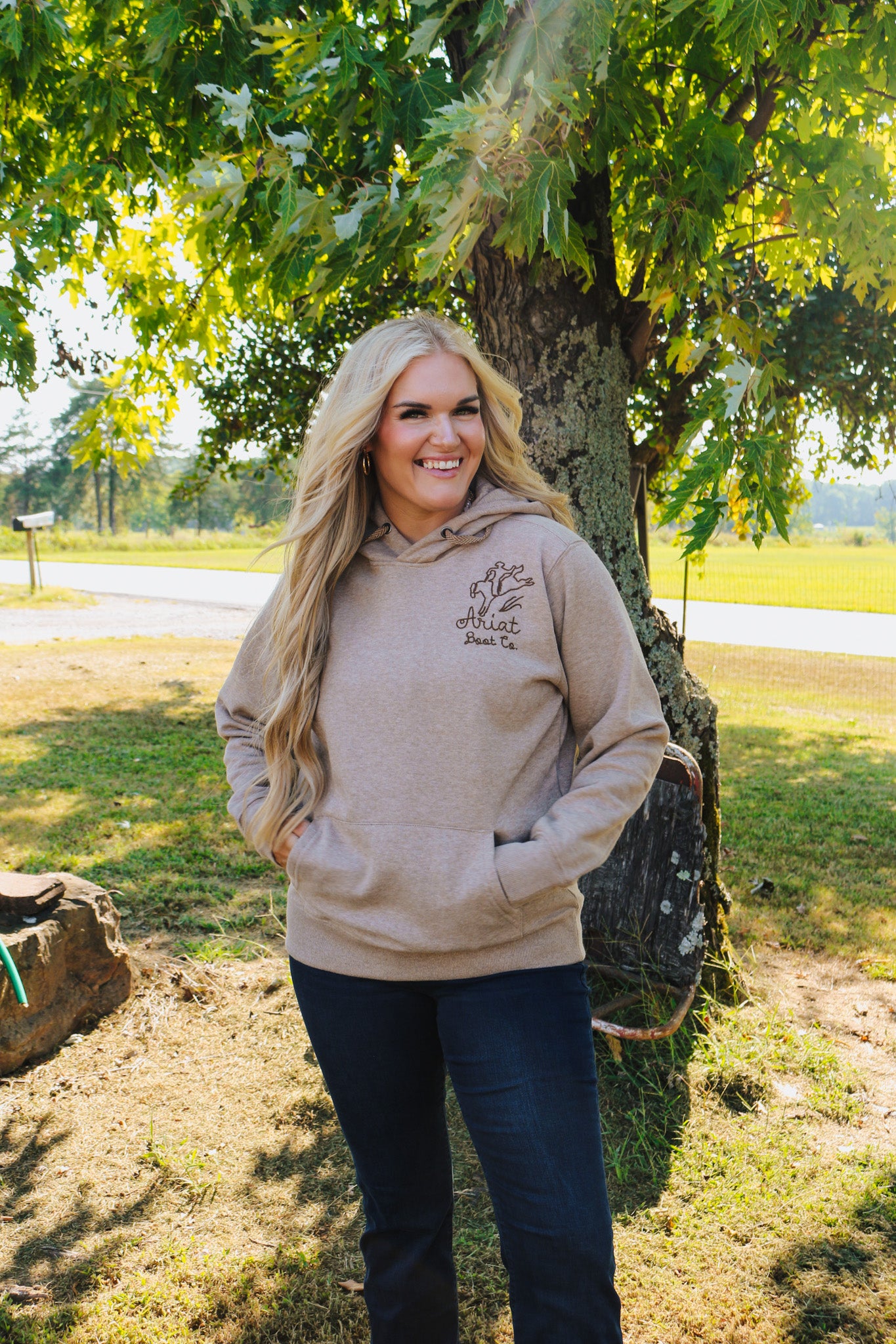 Ariat Bronco Stitch Oatmeal Hoodie