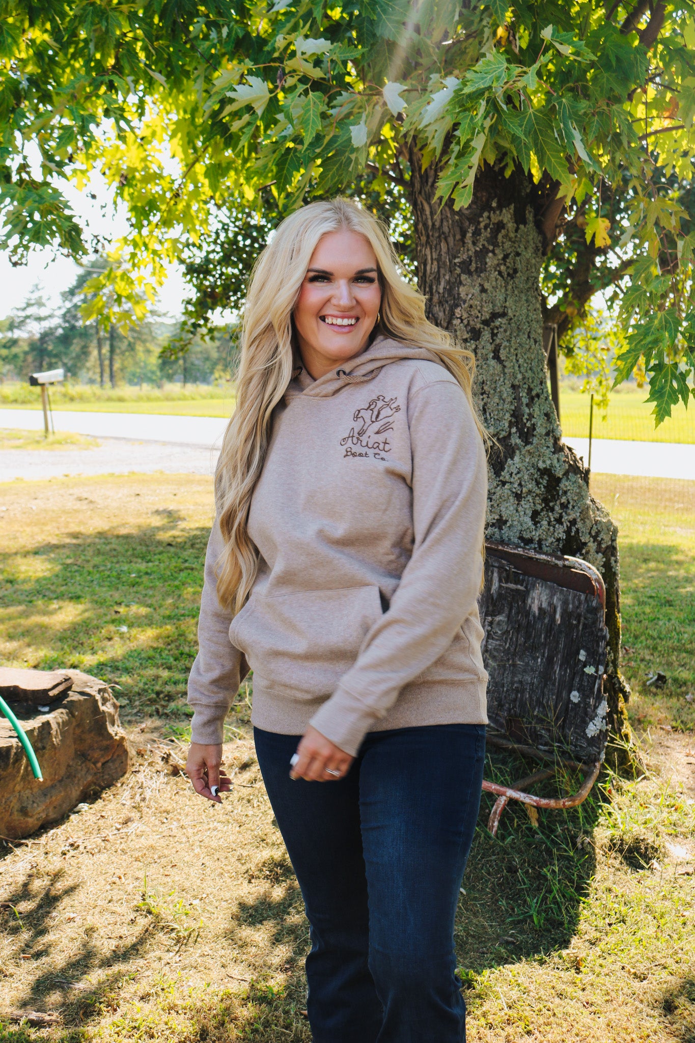 Ariat Bronco Stitch Oatmeal Hoodie