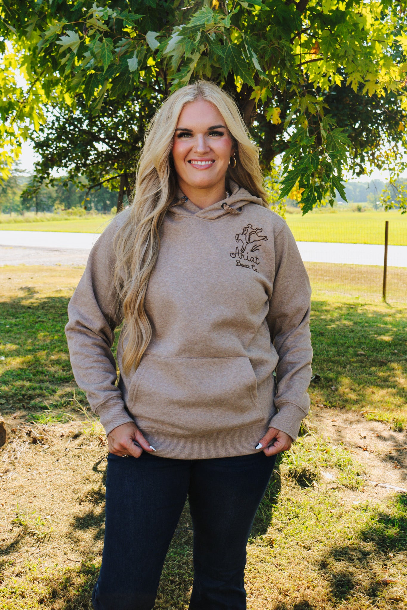 Ariat Bronco Stitch Oatmeal Hoodie