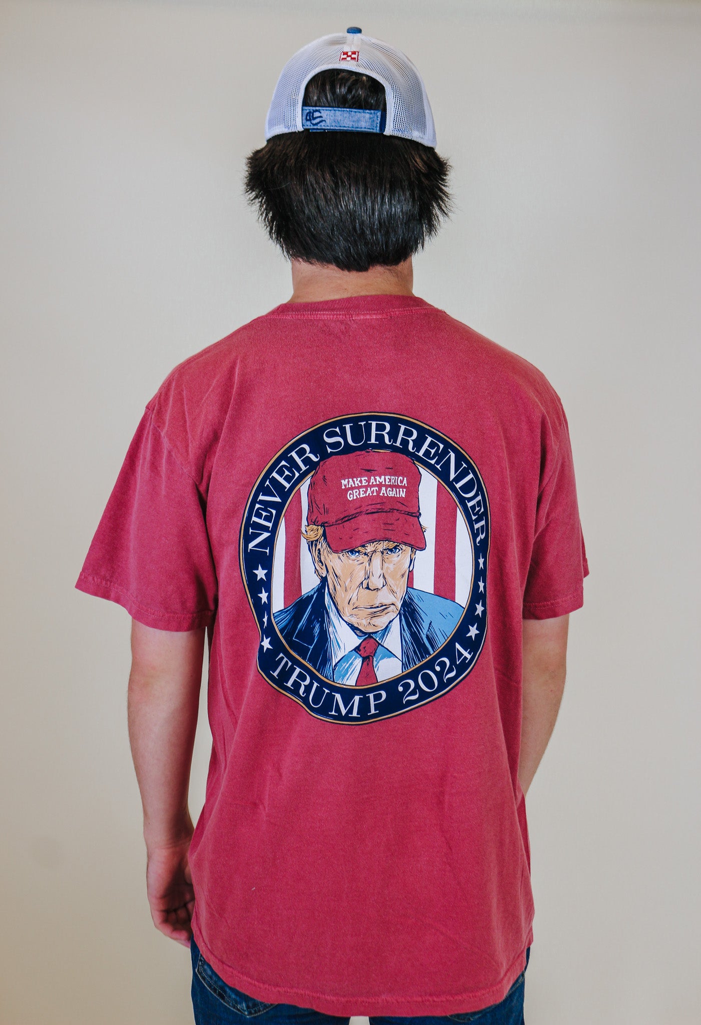 Never Surrender Trump Old Row Red Tee