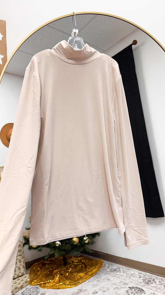 Mutual Agreement Solid Mock Neck Top -3 Colors