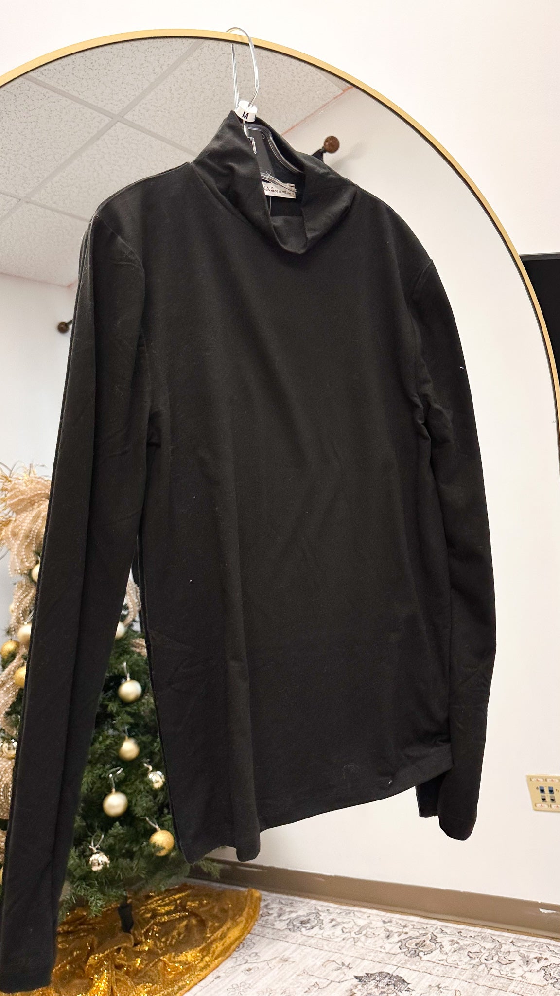 Mutual Agreement Solid Mock Neck Top