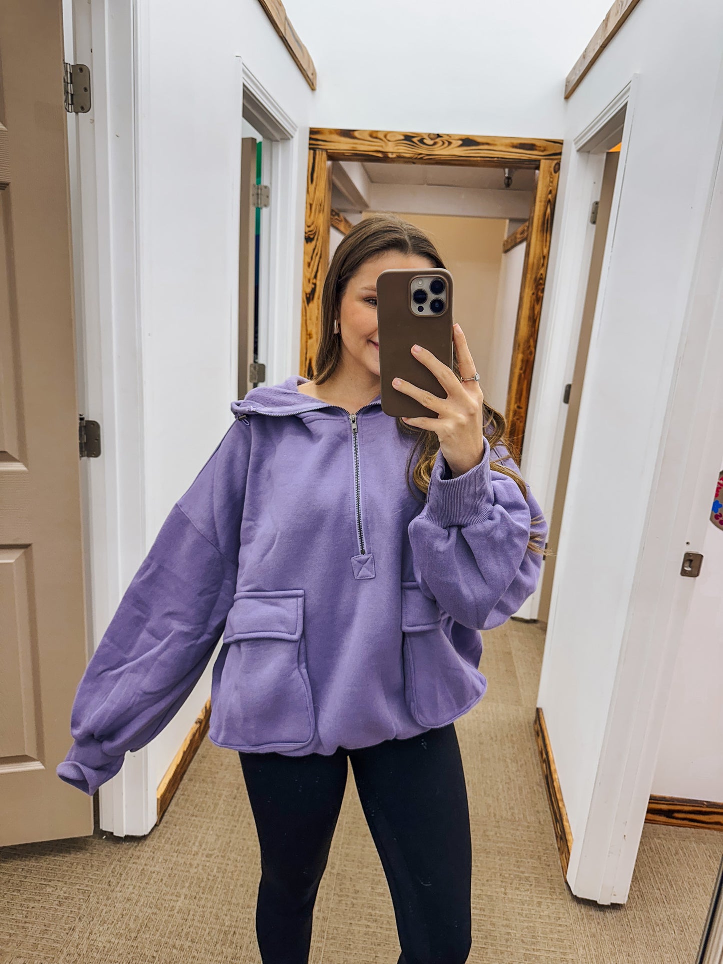 A Phone Call Away Periwinkle Half Zip Hoodie