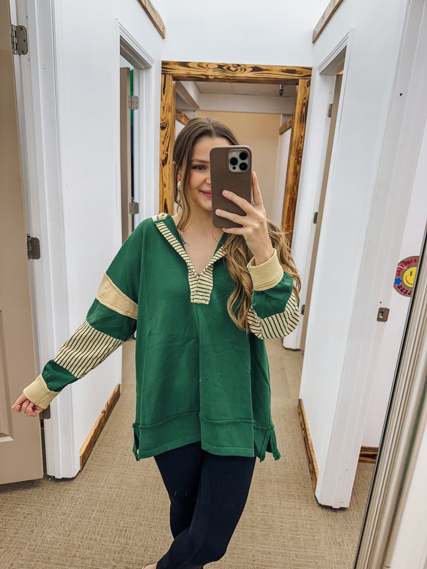 Precious Times Green Latte Hooded Top