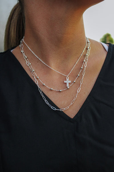 Silver 3 Layered Cross Necklace – Dales Clothing Inc
