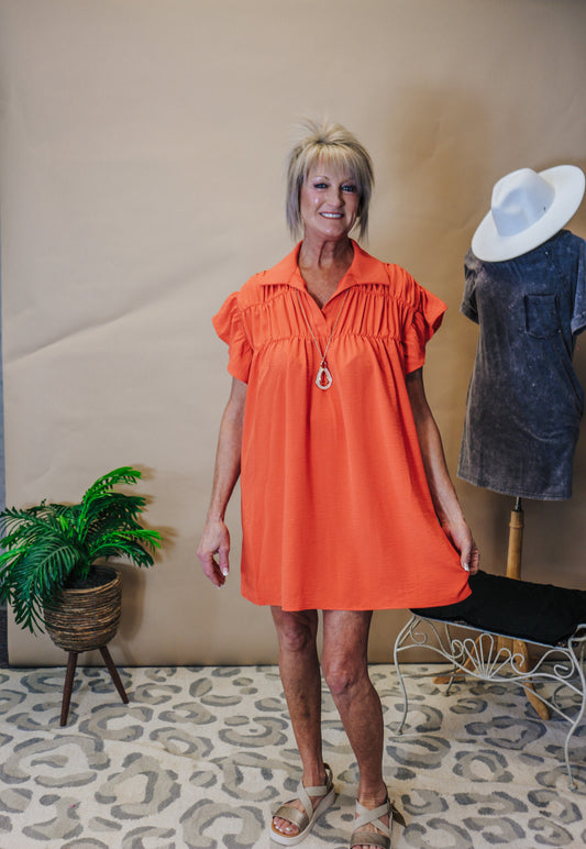 Cut To The Chase Orange Dress