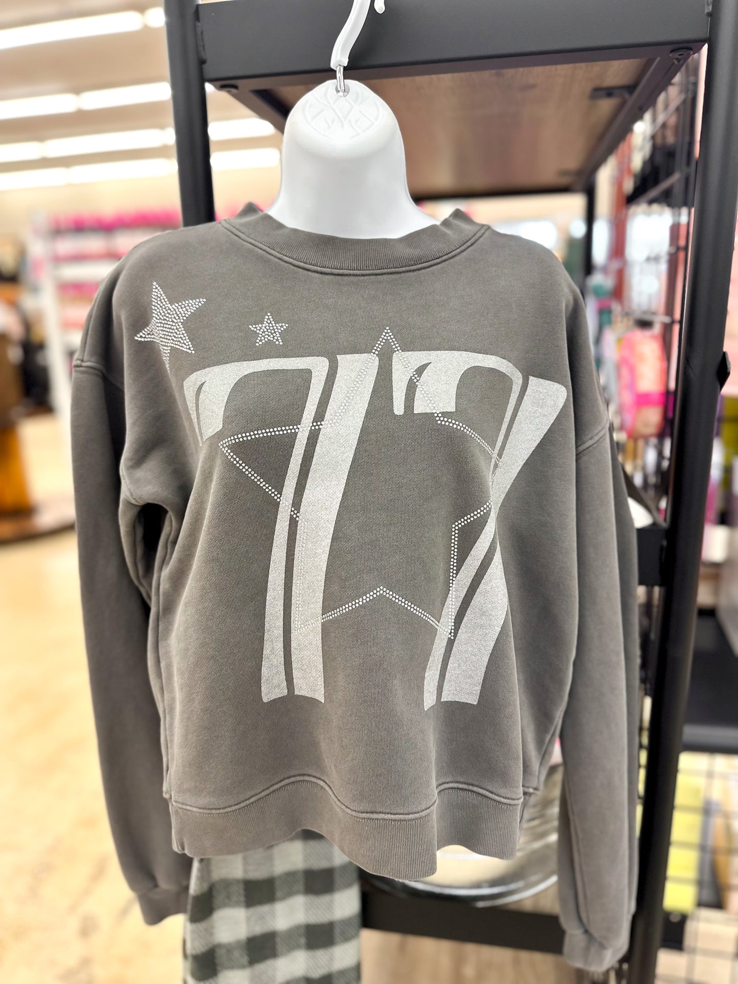 Rhinestone 77 Charcoal Grey Sweatshirt