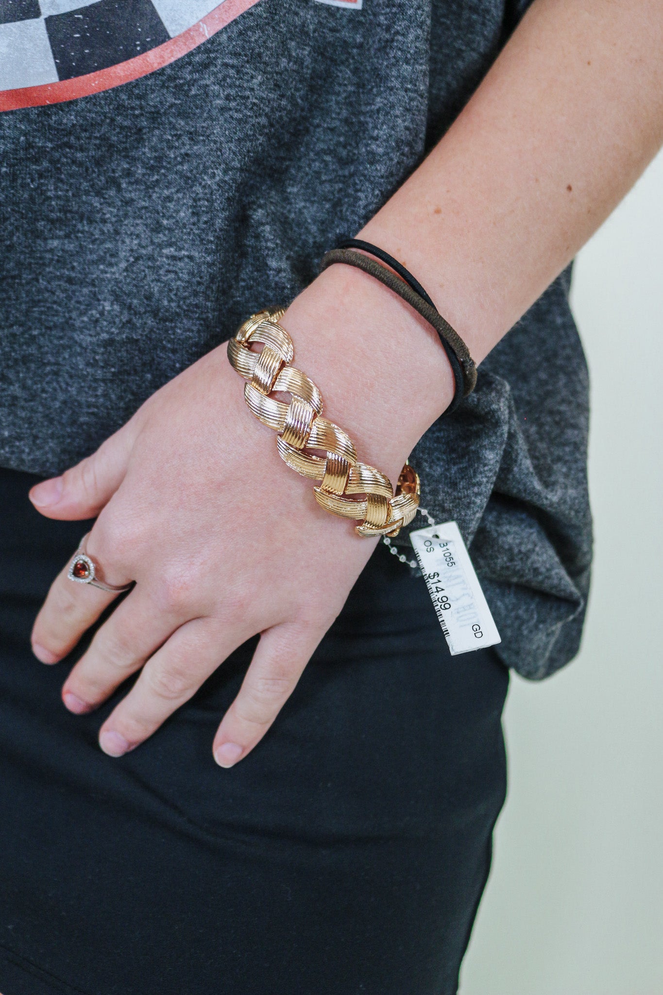 Textured Gold Braided Stretch Bracelet