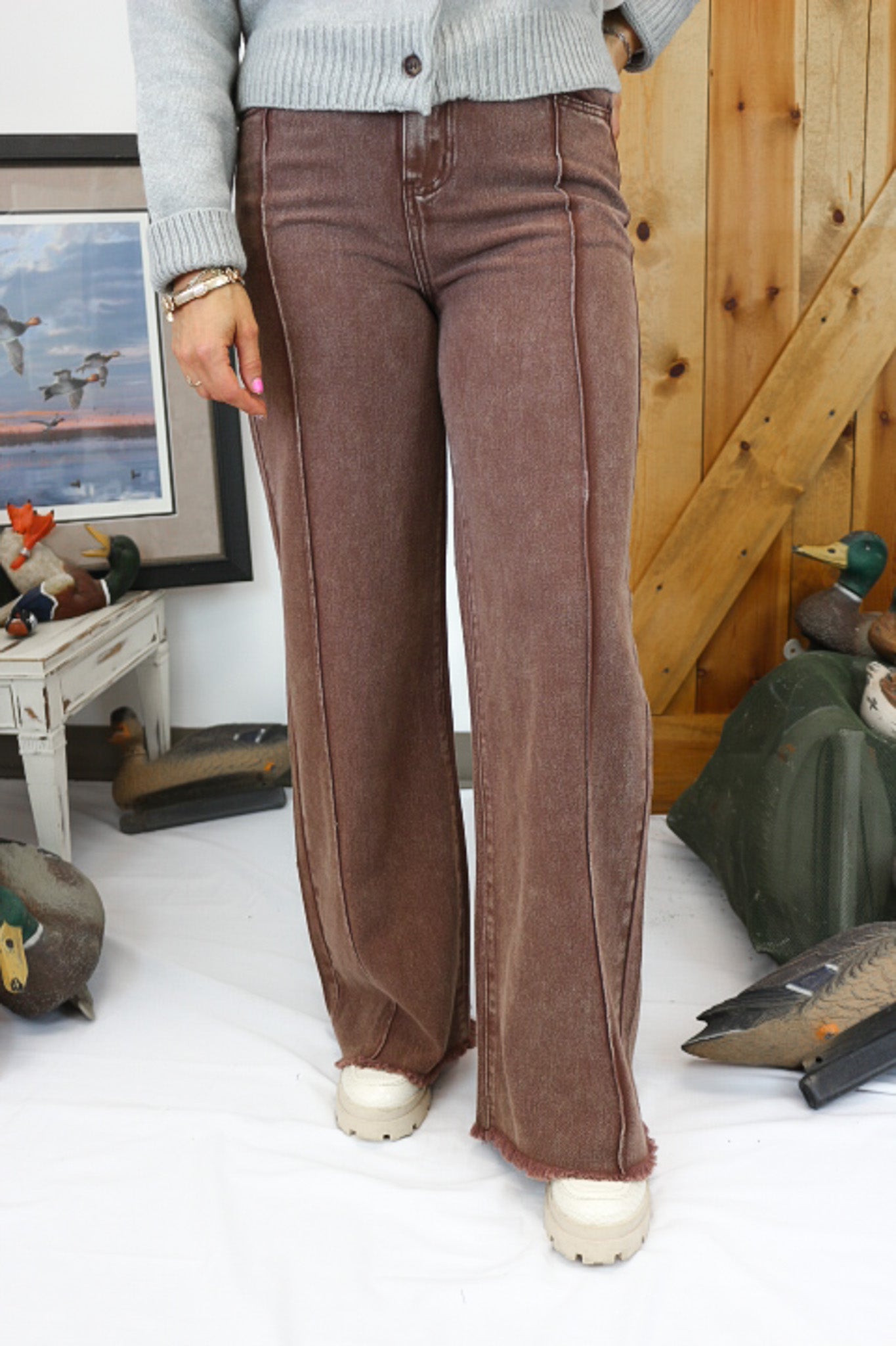 Effortless Edge Chocolate Brown Wide Leg Jeans