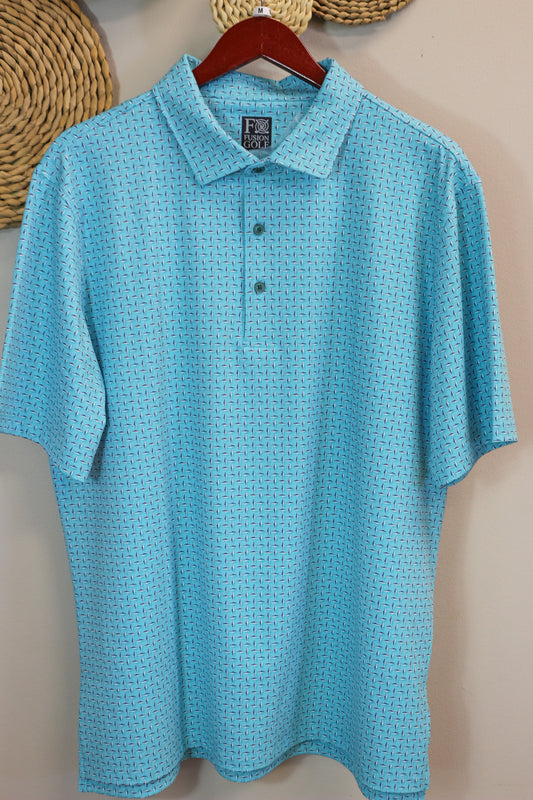 Men's Turquoise Lightning Print Polo