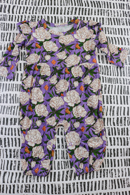 Purple Floral Baby Romper