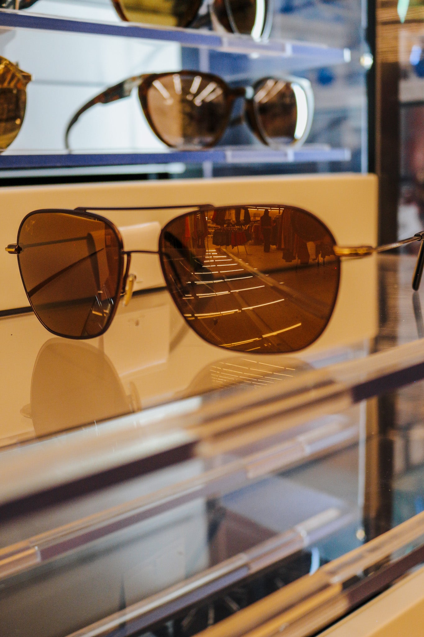 Maui Jim Mano Brown With Gold Stripe Polarized Sunglasses