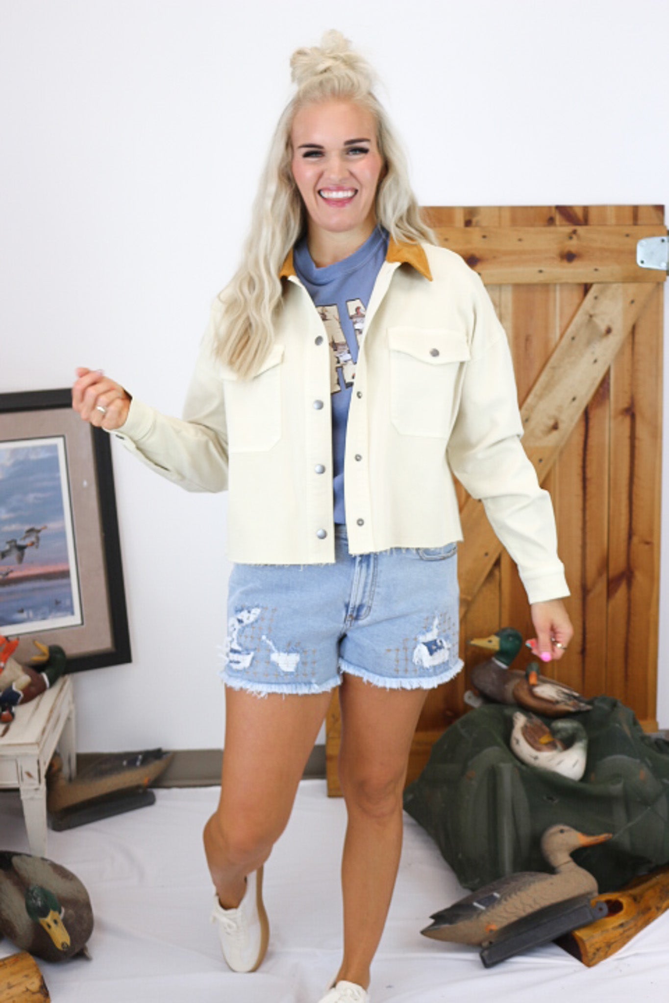Gina Cashew Cream Denim Jacket