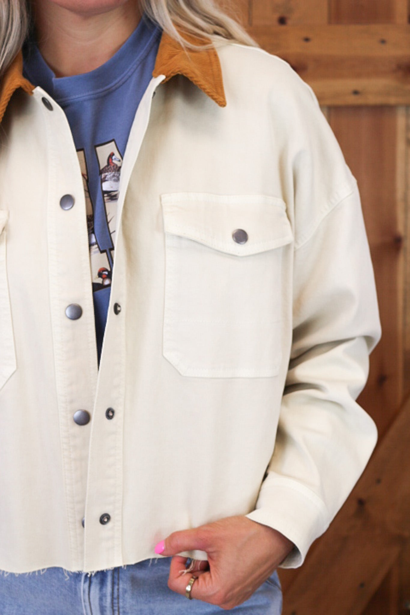 Gina Cashew Cream Denim Jacket