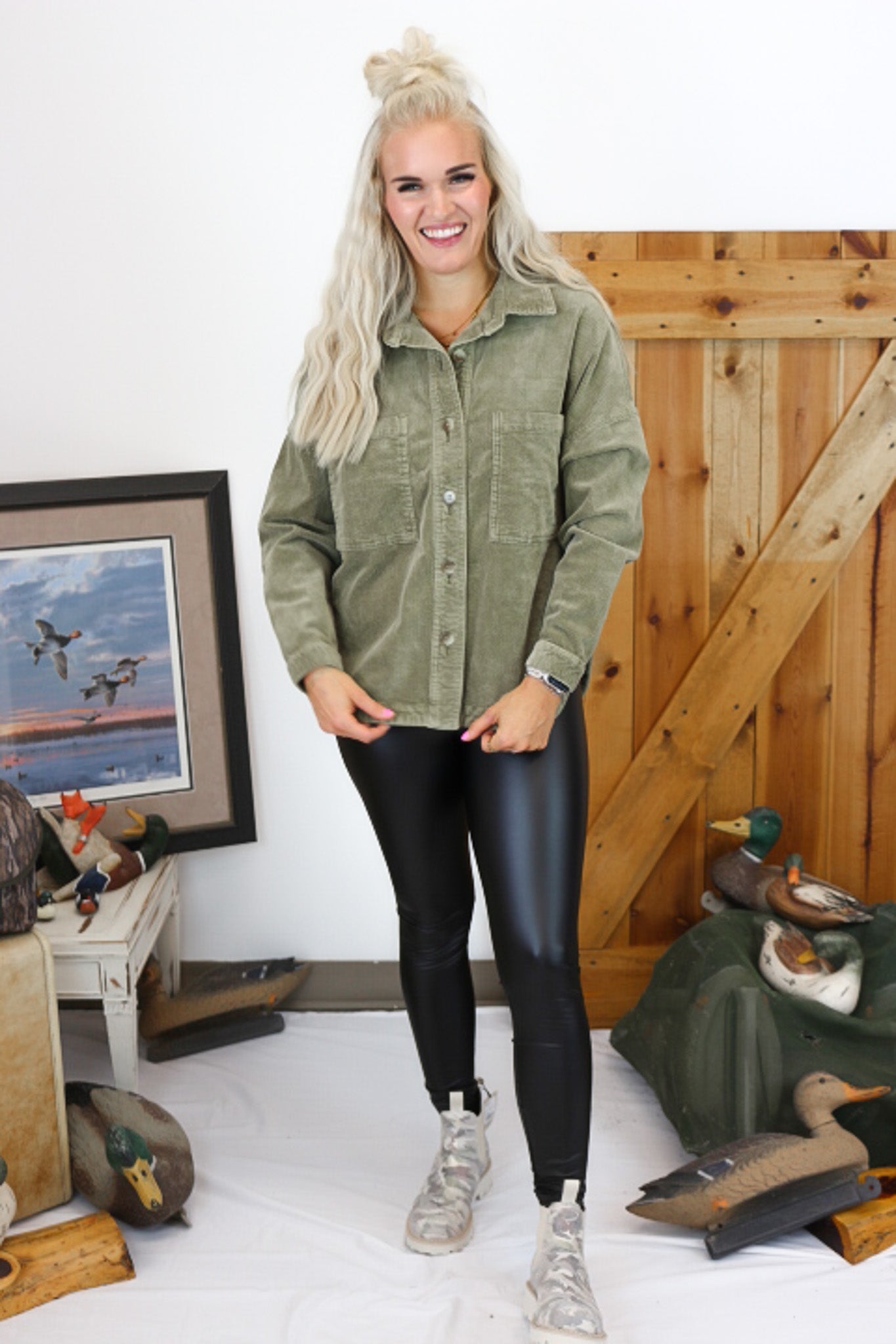 Gina Olive Green Corduroy Jacket