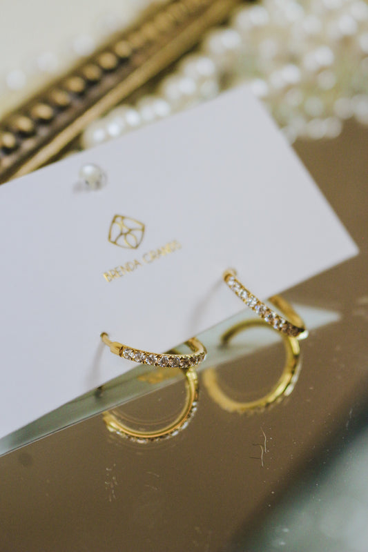 Gold Diamond Hoops 18mm - Waterproof