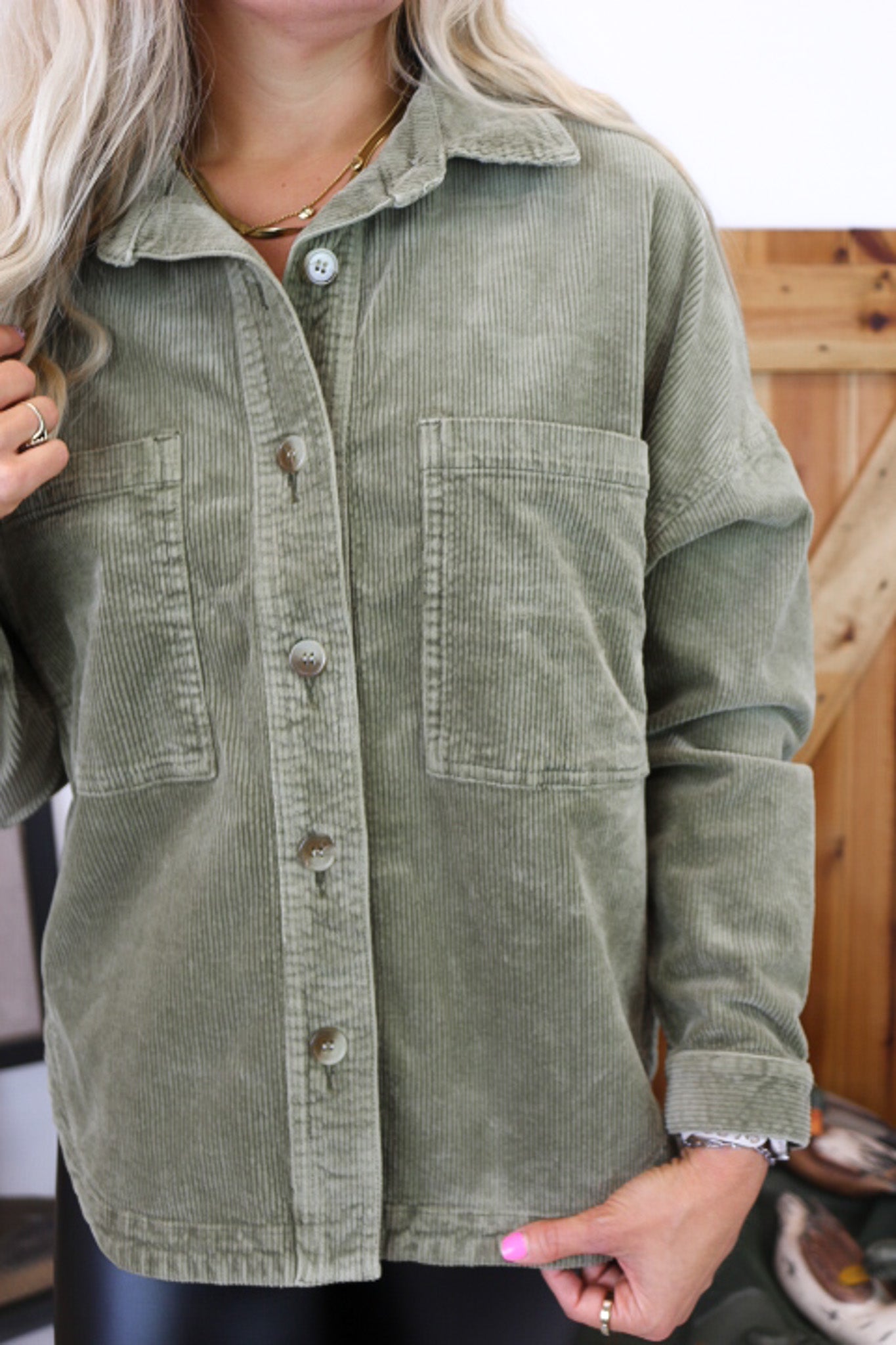 Gina Olive Green Corduroy Jacket