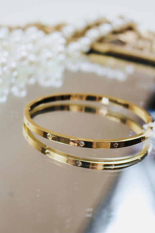 Gold Diamond Bangle - Waterproof