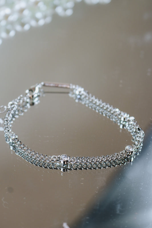 Silver Cz Dainty Bracelet - Water Resistant