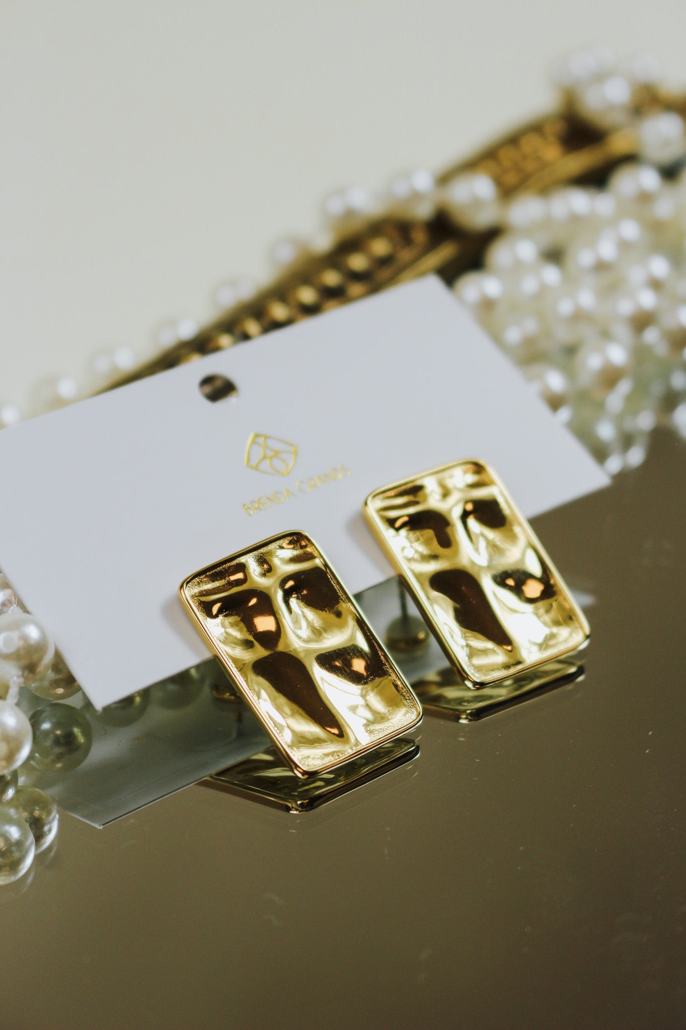 Gold Statement Rectangular Studs - Waterproof